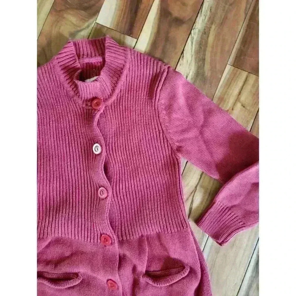 Mali Kids Girls Size 8 Sweater cardigan Length Red Knit Button Up Autumn - Picture 4 of 5
